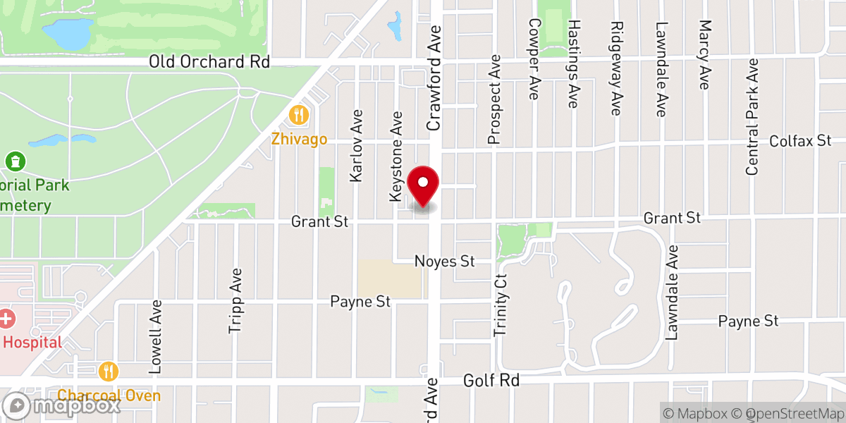 Map showing location of Evangelical Trinity Church