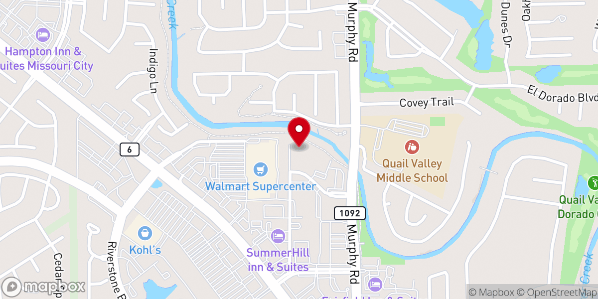 Map showing location of Fort Bend Transformation Church