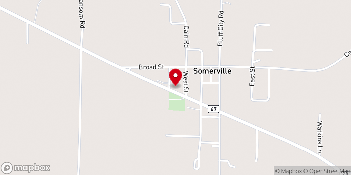 Map showing location of Somerville church of Christ