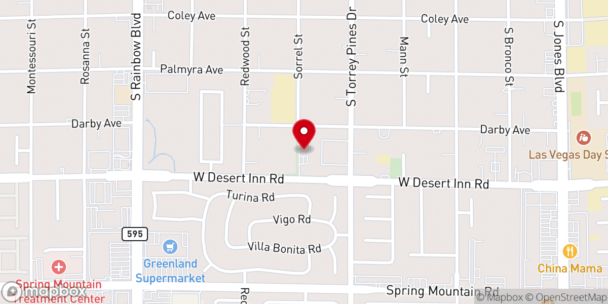 Map showing location of Korean-American Calvary Presbyterian Church in Las Vegas