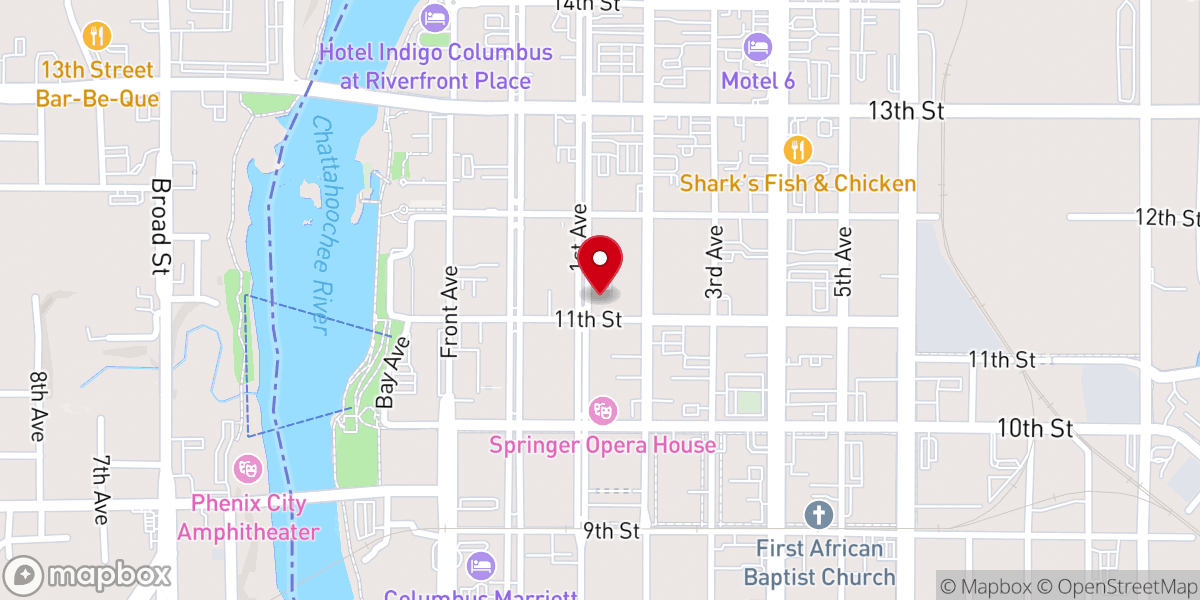 Map showing location of First Presbyterian Church