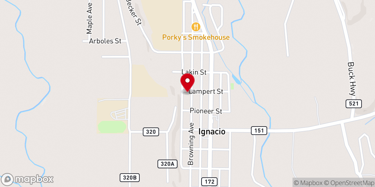 Map showing location of Ignacio Community Church