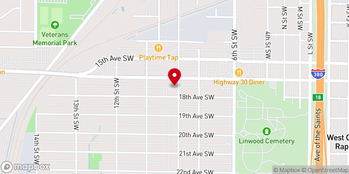Map showing location of Sanctuary Church Cedar Rapids