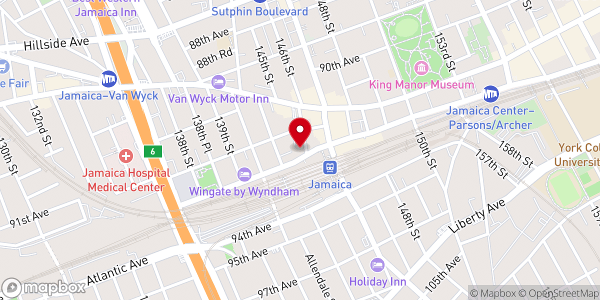 Map showing location of Maranatha Faith Ministries Queens