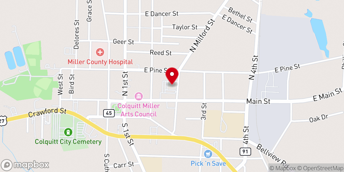 Map showing location of First Baptist Church