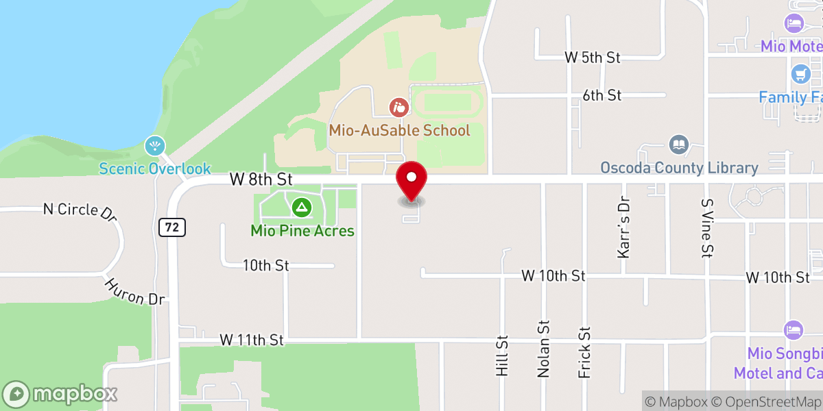Map showing location of Mio United Methodist Church