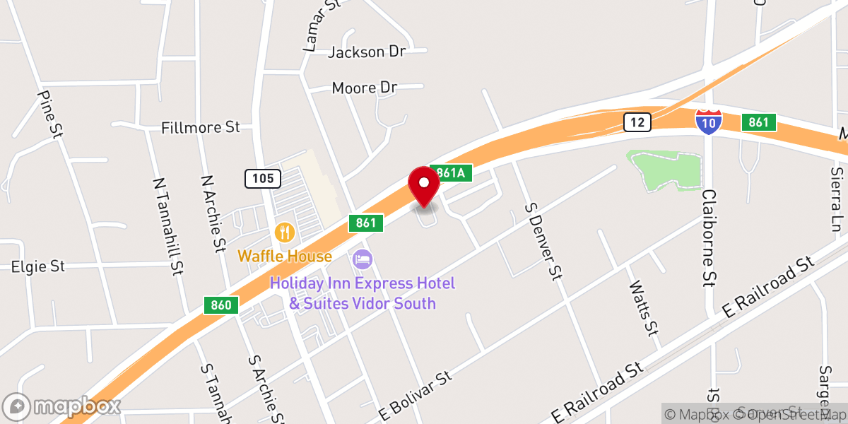 Map showing location of Vidor Church of Christ