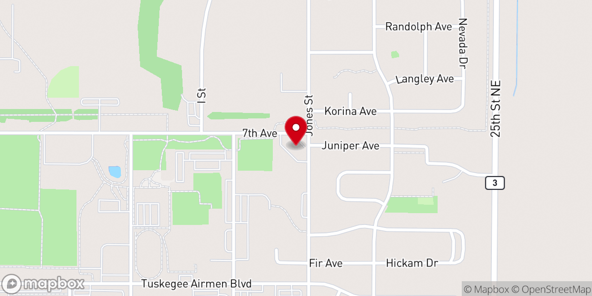 Map showing location of Grand Forks AFB Sunflower Chapel