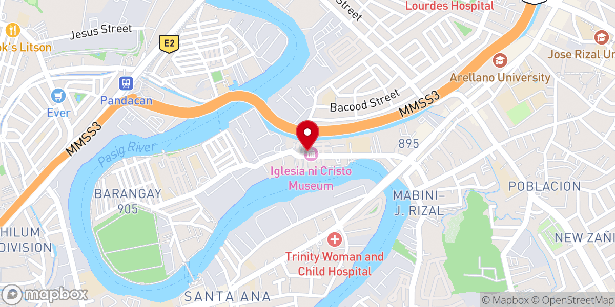 Map showing location of Iglesia Ni Cristo Museum - Sta Ana Manila