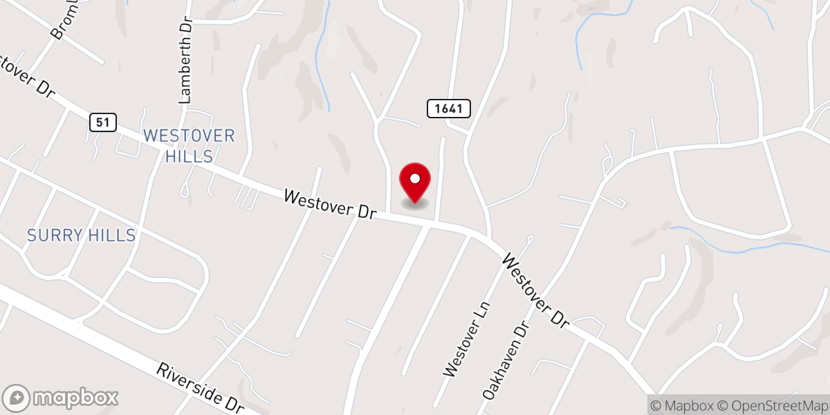 Map showing location of Woodlawn Baptist Church