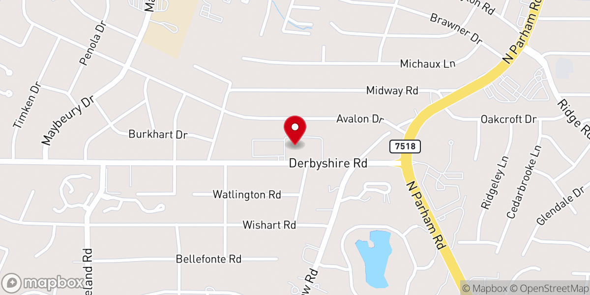 Map showing location of Derbyshire Baptist Church