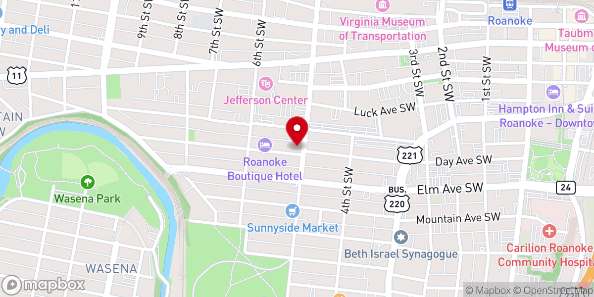 Map showing location of Roanoke Quakers