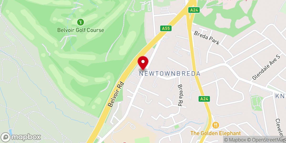 Map showing location of Newtownbreda Baptist Church