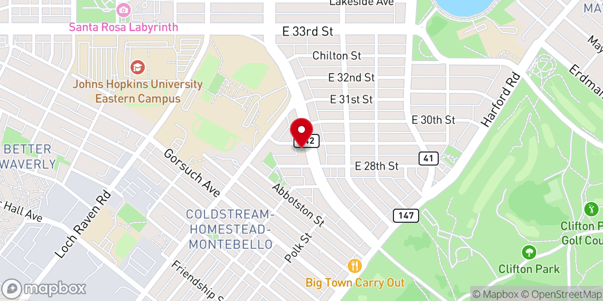 Map showing location of Huber Memorial United Church of Christ