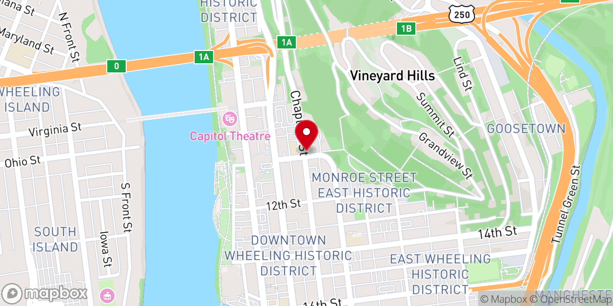Map showing location of Fourth Street UMC
