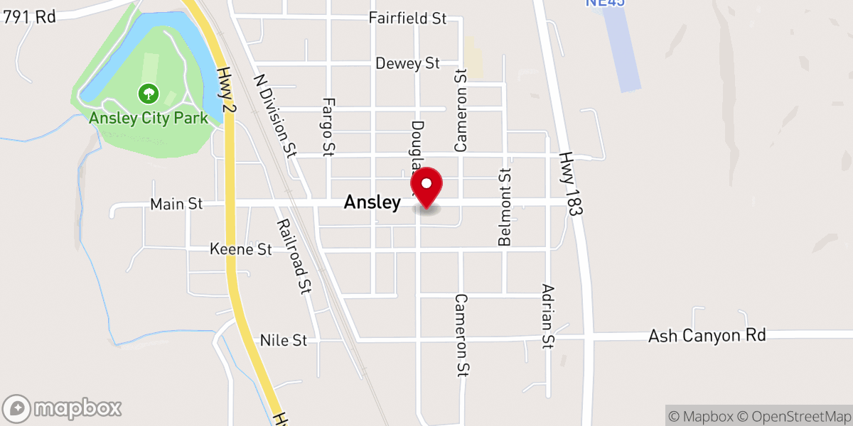 Map showing location of Ansley MUNICIPAL AUDITORIUM