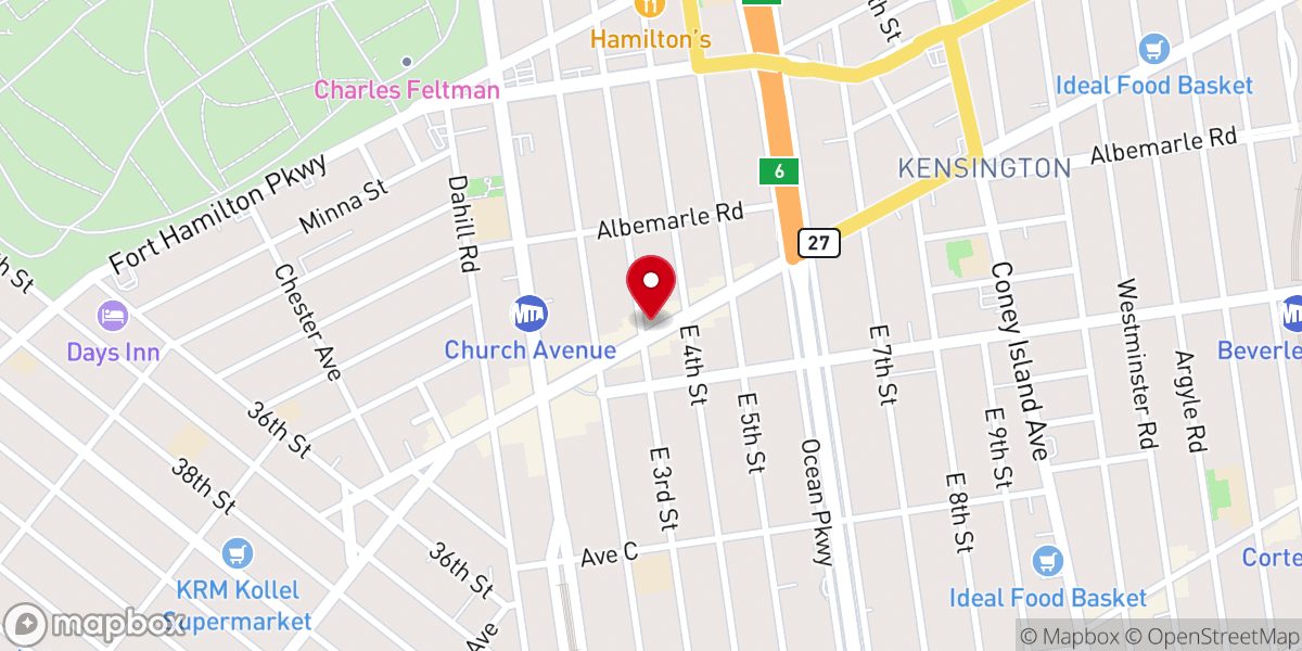 Map showing location of Young Israel of Kensington