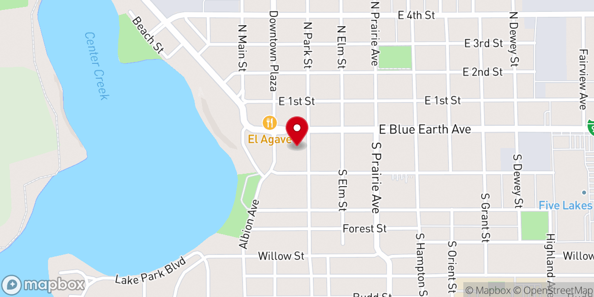 Map showing location of Shepherd of the Lakes Lutheran Church