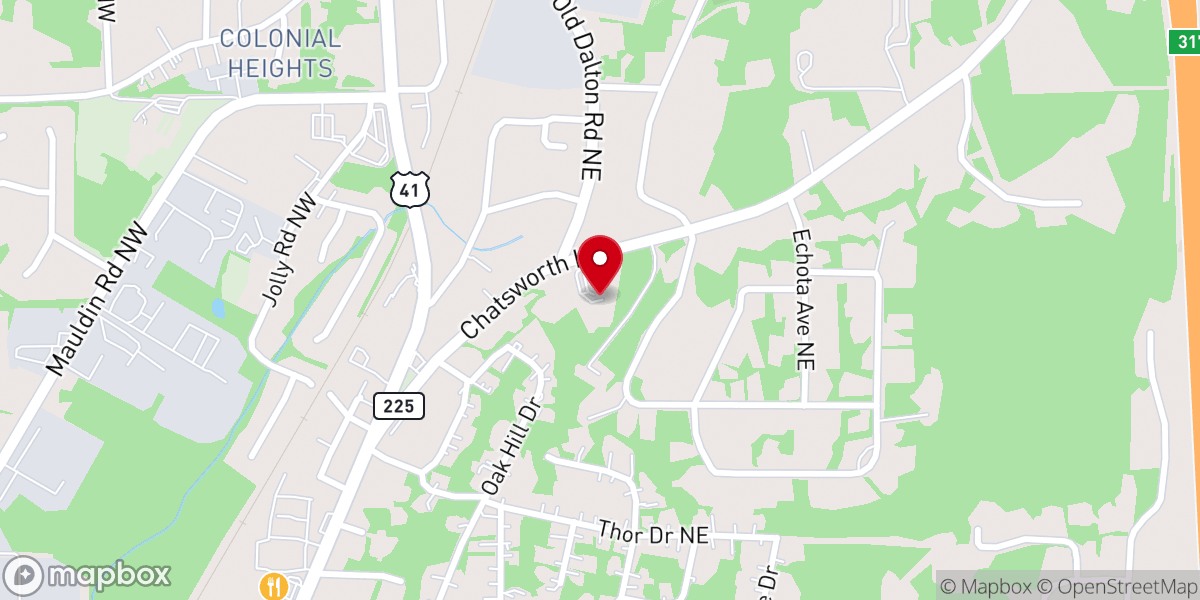 Map showing location of Tabernacle of Praise