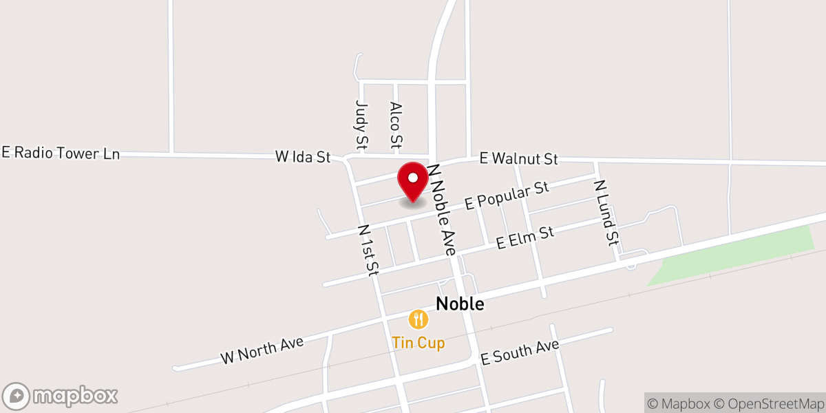 Map showing location of Noble United Methodist Church