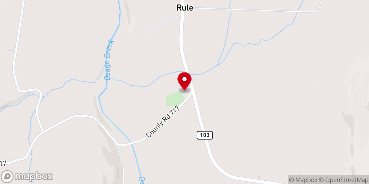 Map showing location of Rule United Baptist Church