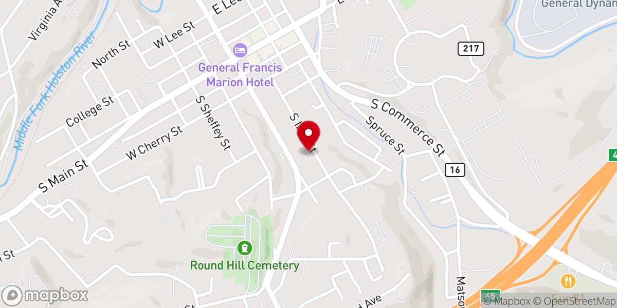 Map showing location of Mt. Zion Temple Family Worship Center