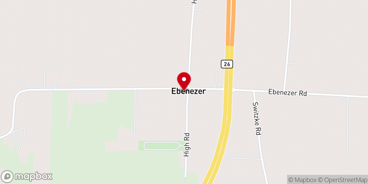 Map showing location of Ebenezer Moravian Church