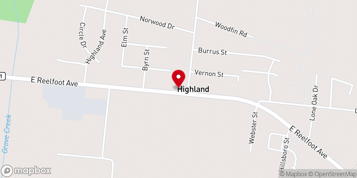 Map showing location of Calvary Baptist Church