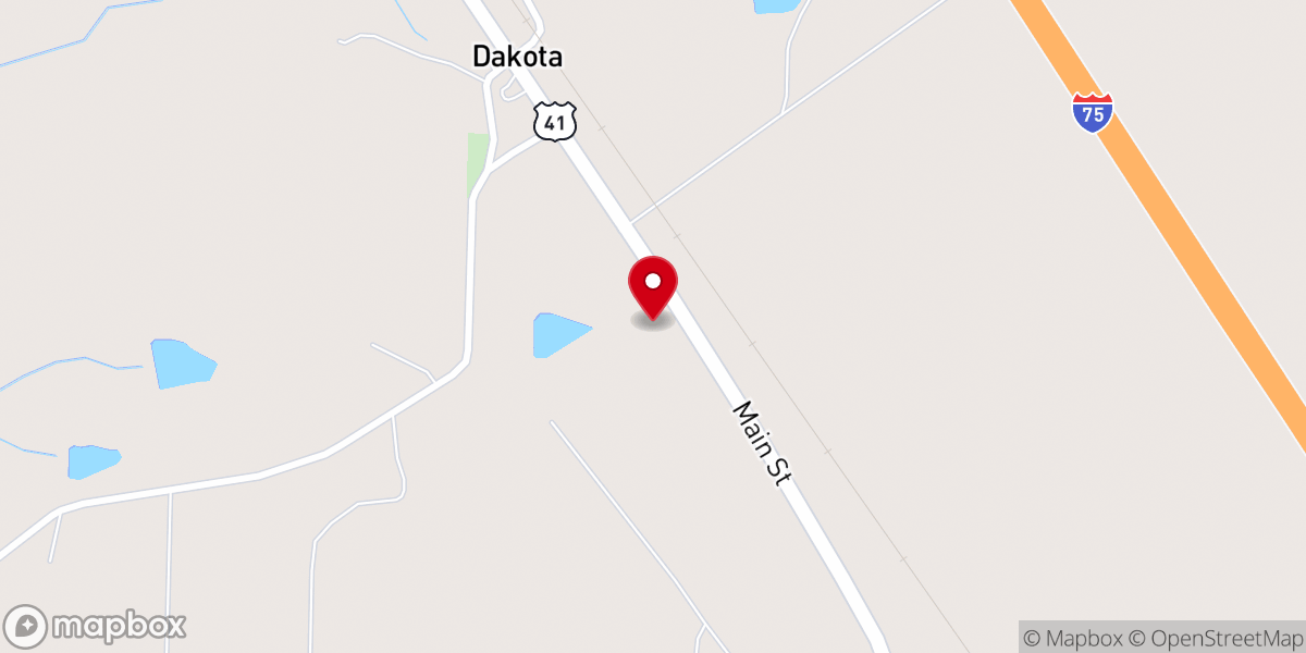 Map showing location of Dakota Baptist Church