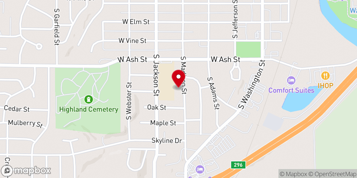 Map showing location of Junction City Baptist Church