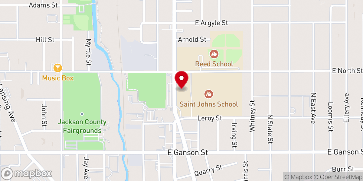 Map showing location of St. John School