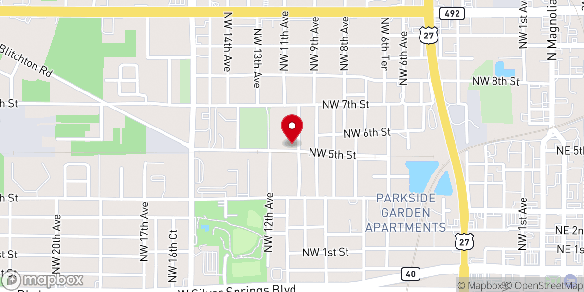 Map showing location of Ocala Church of Christ