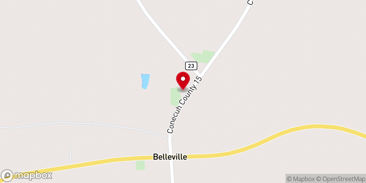 Map showing location of Belleville Baptist Church