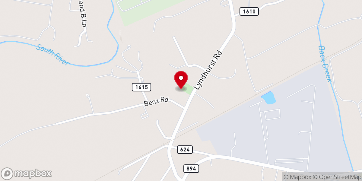 Map showing location of Lyndhurst United Methodist Church - Food Distribution Center
