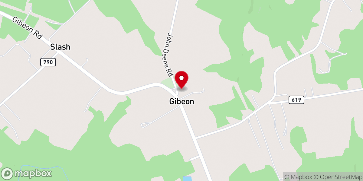 Map showing location of Gibeon Baptist Church