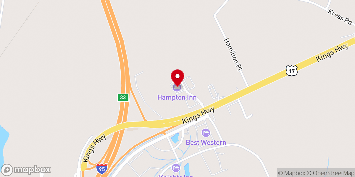 Map showing location of Hampton Inn Yemassee/Point South
