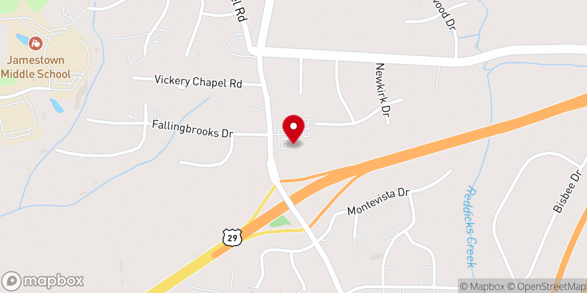 Map showing location of Harvest Church