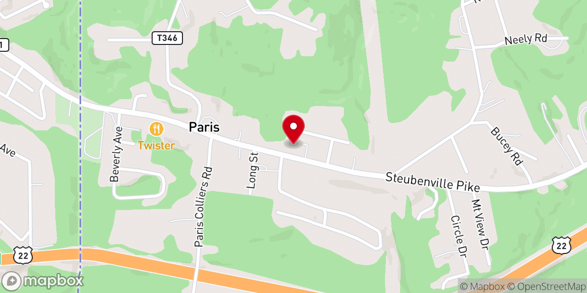 Map showing location of Paris Presbyterian Church