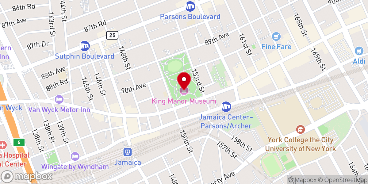 Map showing location of King Manor Museum