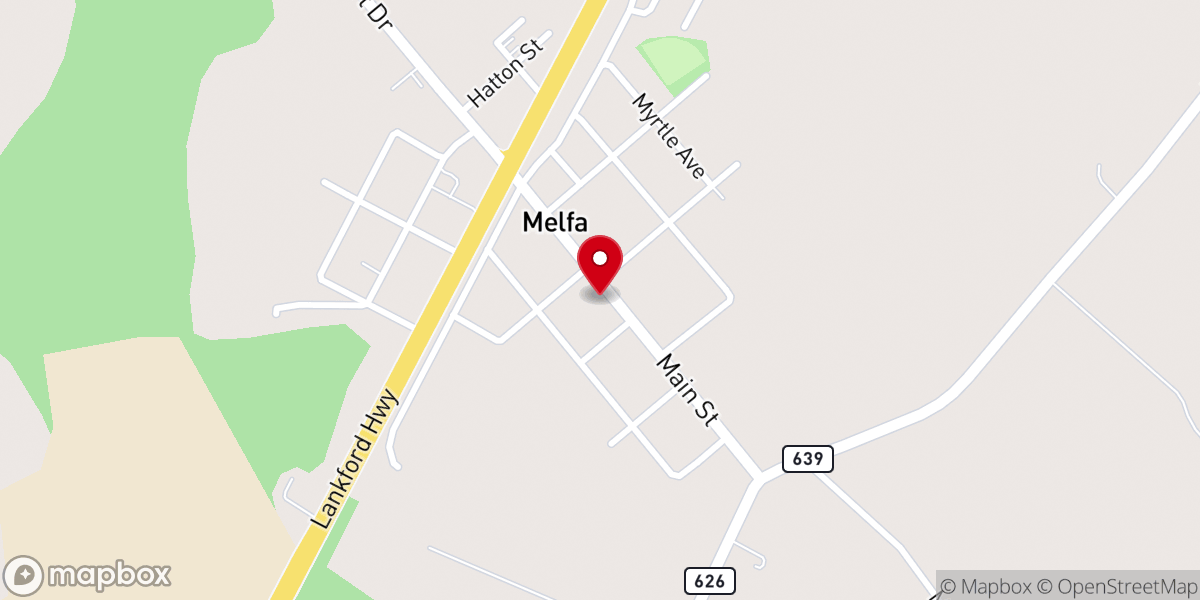 Map showing location of Melfa United Methodist Church