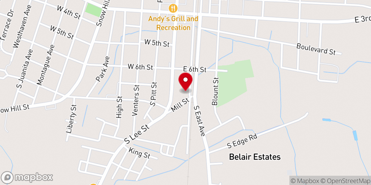 Map showing location of Mt Olive Missionary Baptist Church