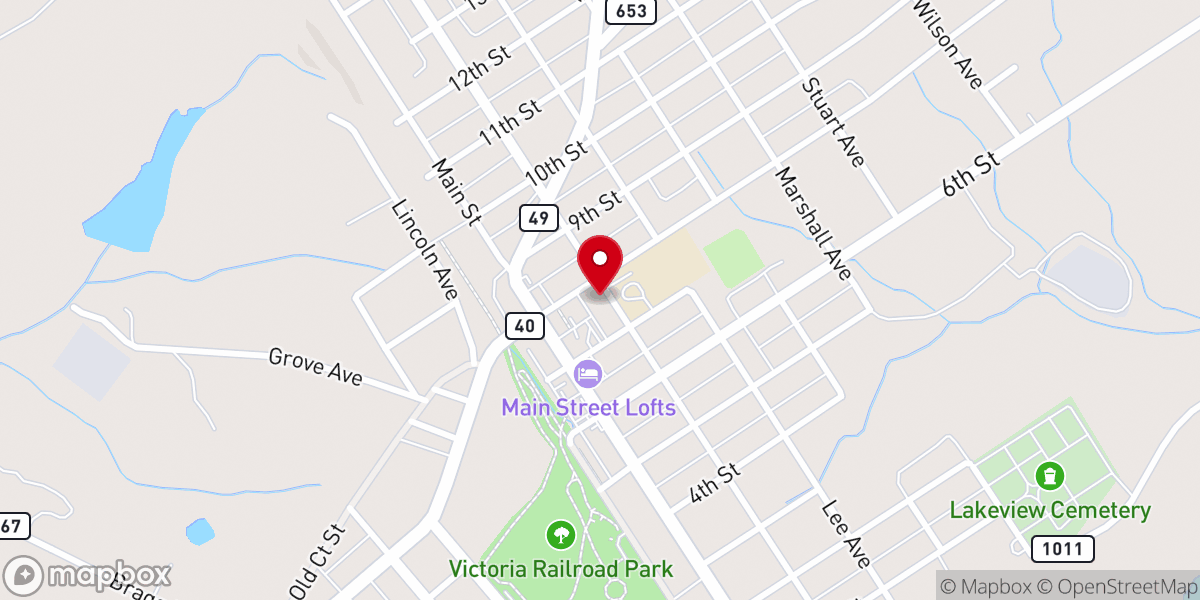 Map showing location of Victoria Baptist Church