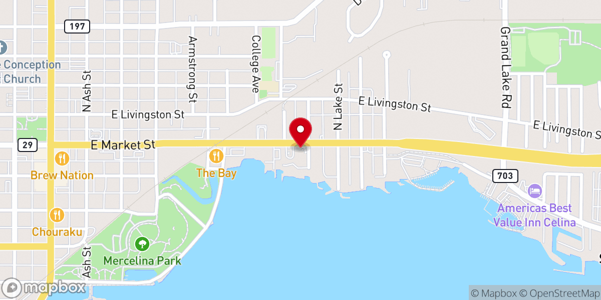Map showing location of First Baptist Church