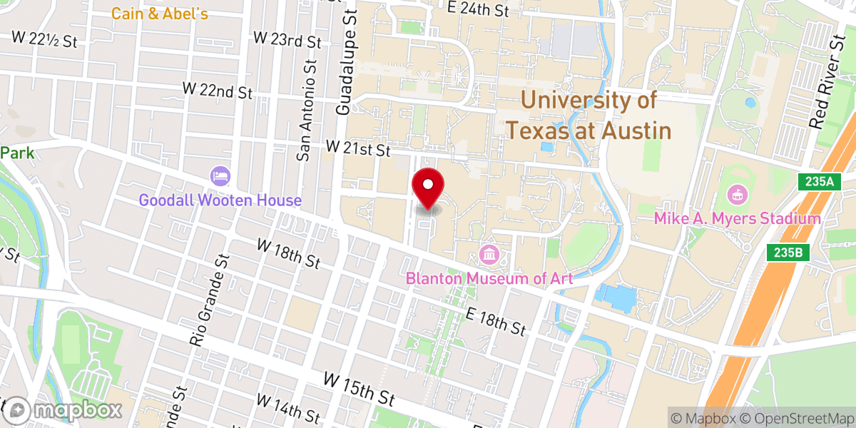 Map showing location of Longhorns For Christ Campus Center