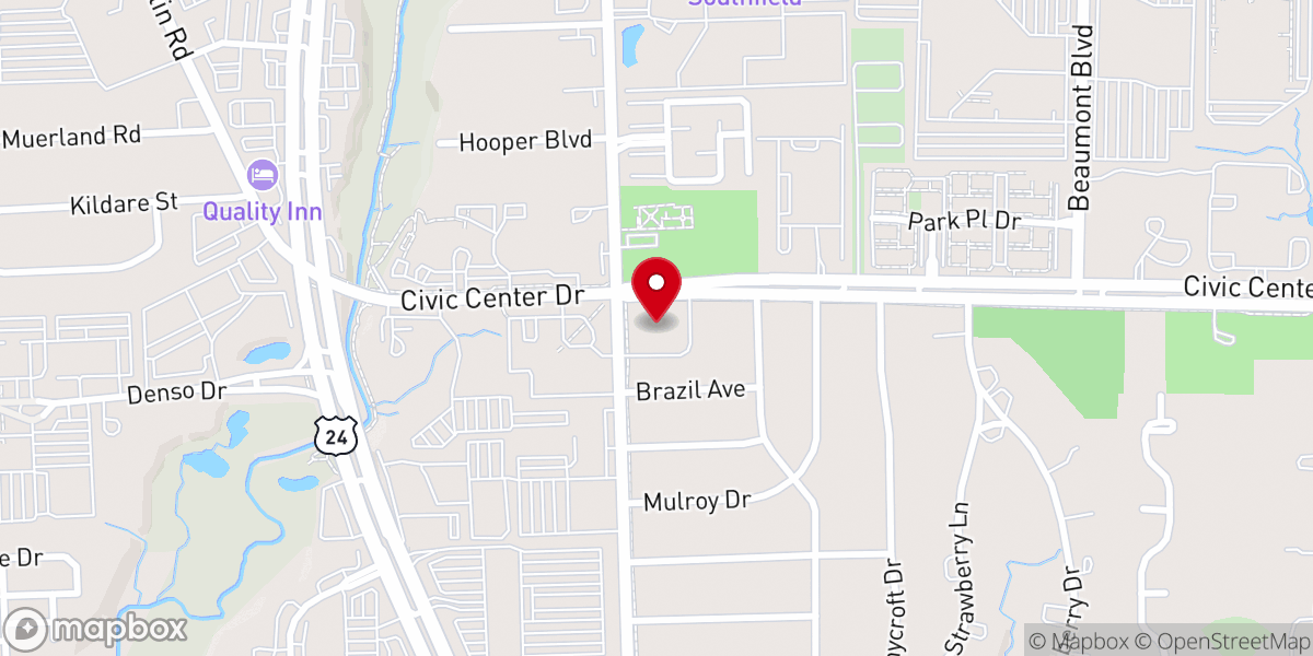 Map showing location of Christ Church of Southfield,Michigan
