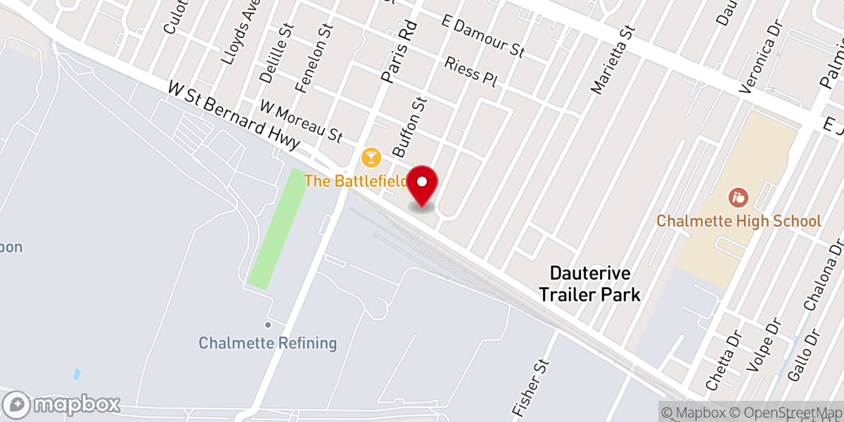 Map showing location of First Baptist Church of Chalmette