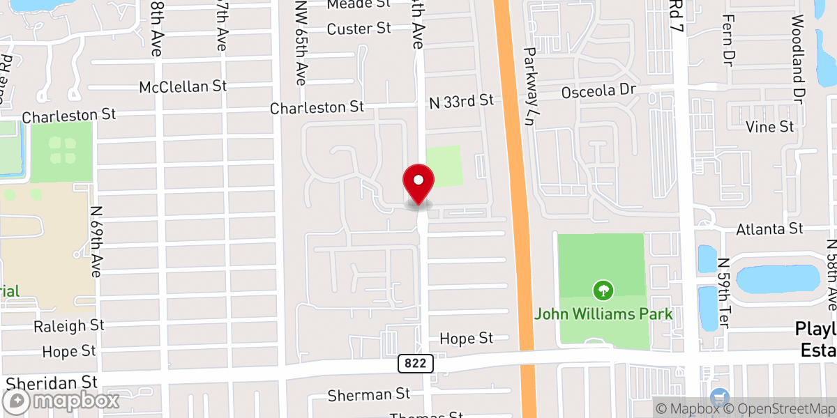 Map showing location of Chickee Baptist Church