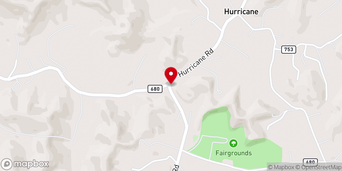 Map showing location of Hurricane Church