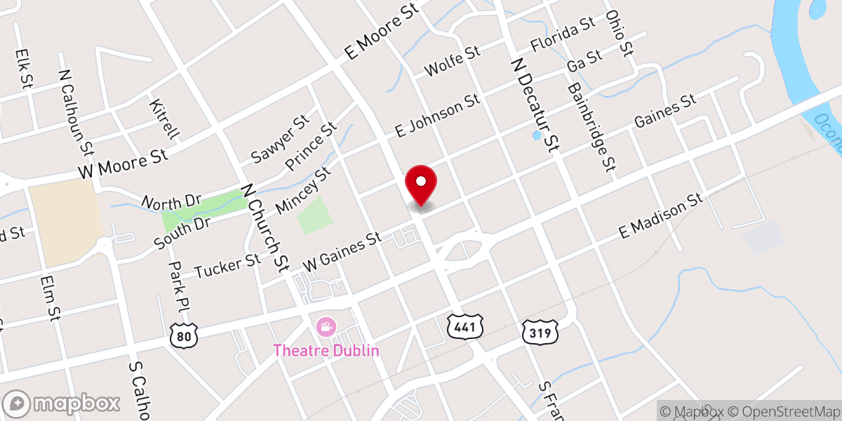 Map showing location of Jefferson Street Baptist Church