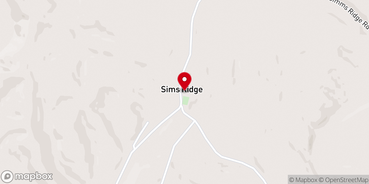 Map showing location of Sims Ridge Church of Christ